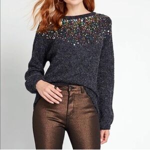 Dreamers LA Size Extra Large Sequin Rainbow Grey Sweater